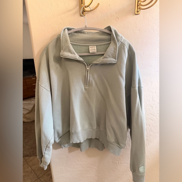 PINK Victoria's Secret Tops - PINK Victoria's Secret Soft Green Quarter-Zip Hoodie